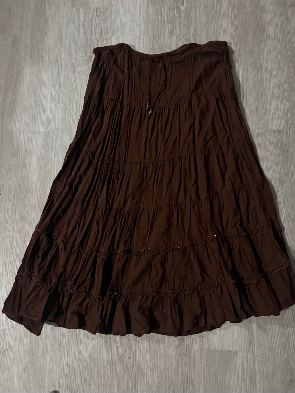 White Stag Brown Tiered Maxi Skirt